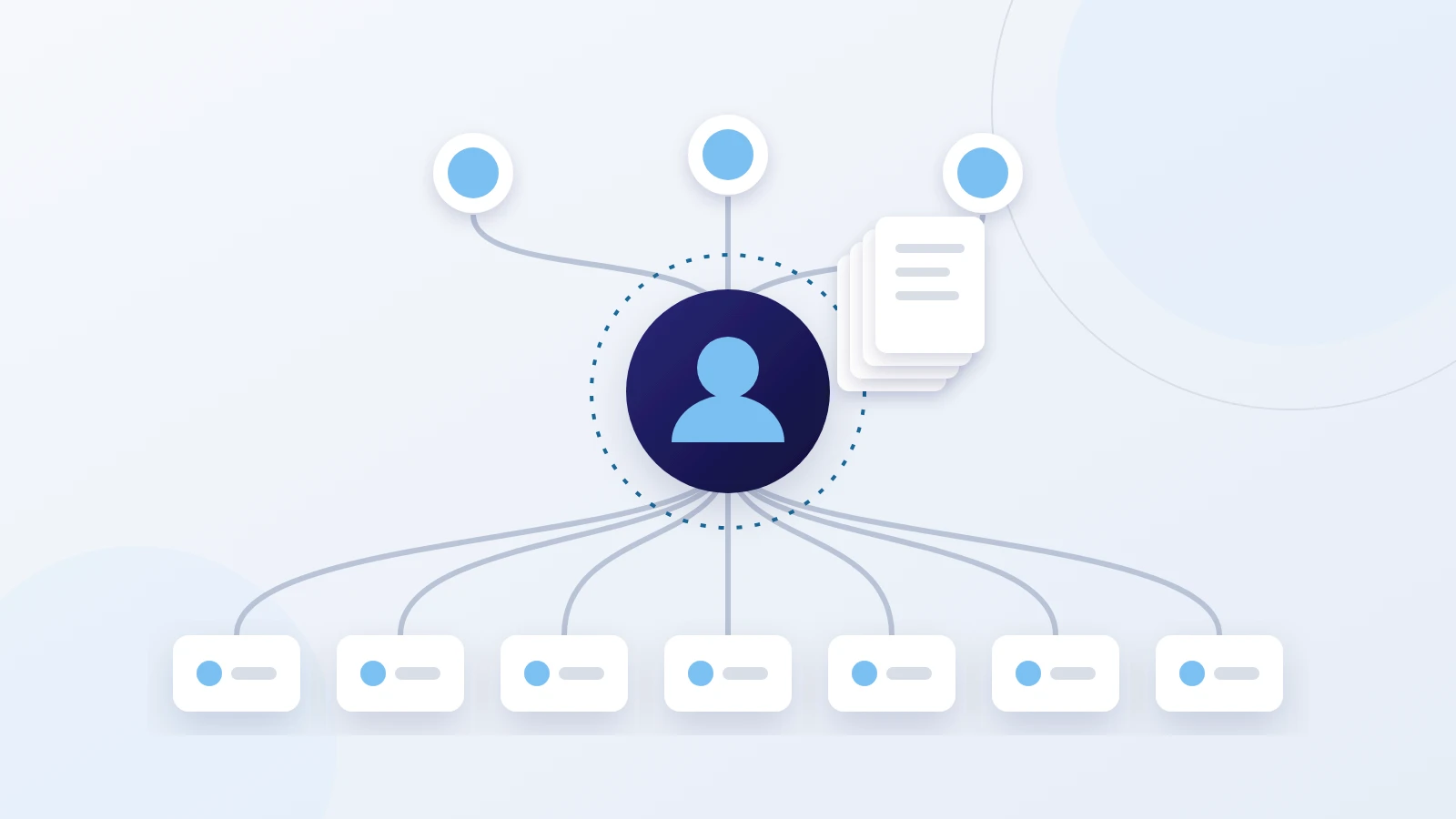 Illustration: every line in an organisation chart routed through one person